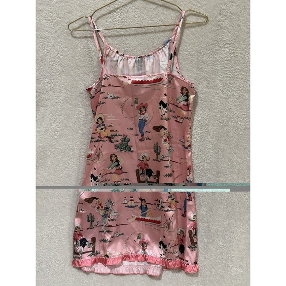 Nick & Nora Sleepwear Retro Western Pink Cowgirl Pinup Pajama Slip Dress XL - 16 - Picture 3 of 7
